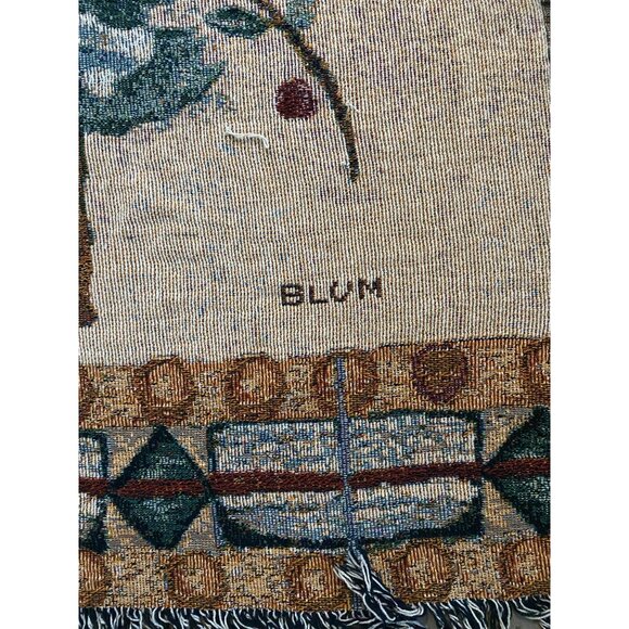 Cheri Blum Leaping Deer Tapestry Throw Blanket Afghan 58x48 Cotton Reversible - Picture 4 of 7